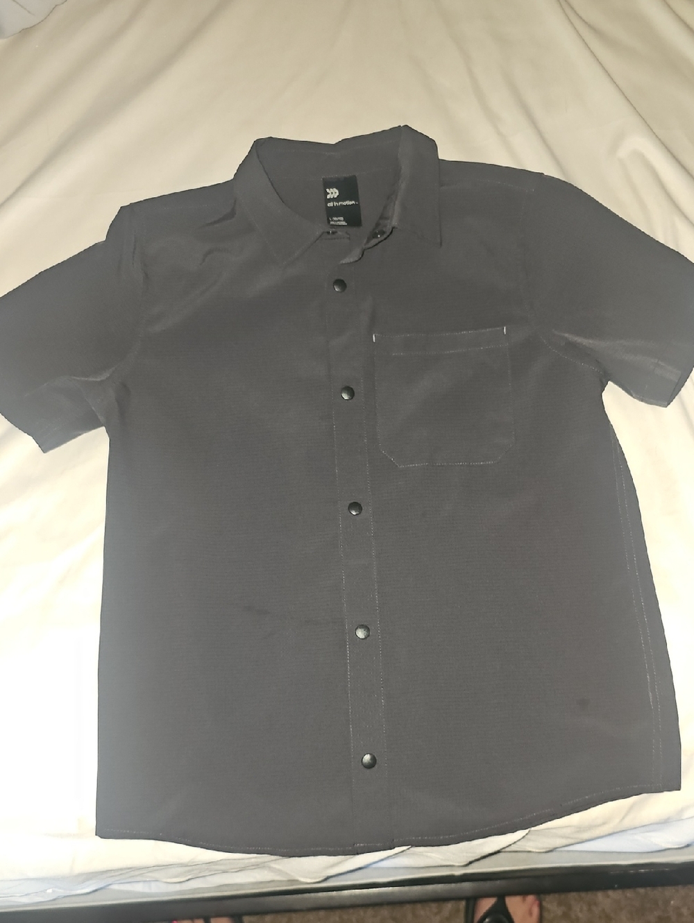 Boys All in Motion Dary Gray Short-Sleeve Button-Down Shirt